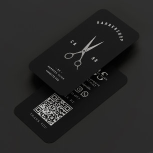 Carte De Visite Liste de cheveux Ciseaux d'argent noir Barber mode