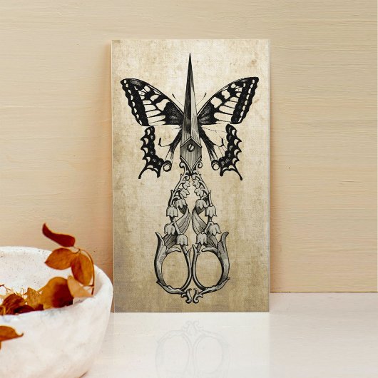 Carte De Visite Liste de cheveux Elégant Papillon & Ciseau Vintage