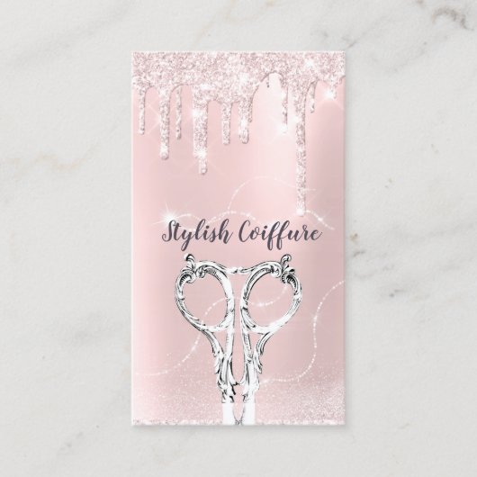Carte De Visite Liste de cheveux Lecteurs rose Parties scintillant (Devant)