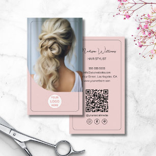 Carte De Visite Liste de cheveux Logo personnalisé Photo QR Code r