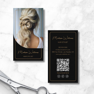 Carte De Visite Liste de cheveux moderne Noir et Or