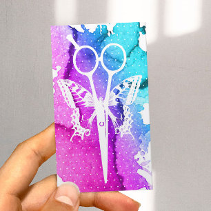 Carte De Visite Liste de cheveux Papillon & Ciseau Classy