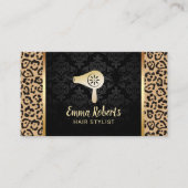 Carte De Visite Liste de cheveux Salon Sèche-cheveux Bar Léopard m (Devant)