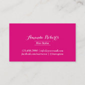 Carte De Visite Liste De Cheveux Simple Ciseau Moderne Hot Rose (Dos)