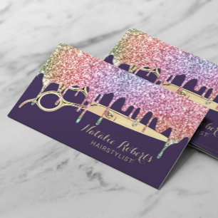 Carte De Visite Liste de cheveux Unicorn Drives Beauté Salon Purpl