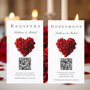 Carte De Visite Liste de mariage - Roses rouges en forme de cœur -