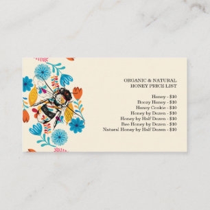 Carte De Visite Liste de prix du miel tiré à la main