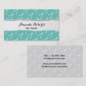 Carte De Visite Liste des cheveux | Motif ciseau moderne Turquoise (Devant / Derrière)