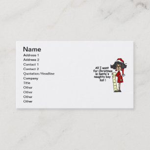 Carte De Visite Liste des garçons de père Noël Naughty