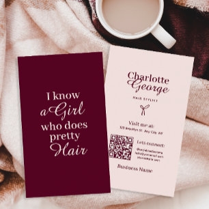 Carte De Visite Liste d'étoiles des coiffeurs de script blush et b