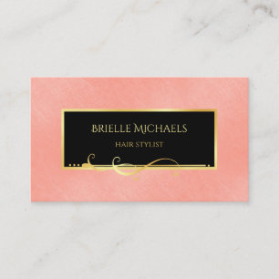 Carte De Visite Liste professionnelle de cheveux Coral rose et or