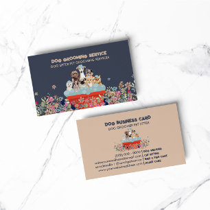 Carte De Visite Lit de bain pour toilettage de chien floral boho