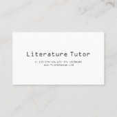 Carte De Visite Literature that speaks, literature private lessons (Dos)