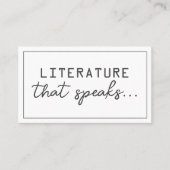 Carte De Visite Literature that speaks, literature private lessons (Devant)