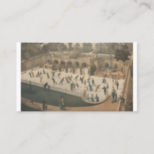 Carte De Visite Lithographie de patinage sur glace d'hiver victori