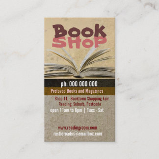 Carte de visite littéraire de la Boutique de livre