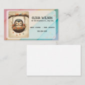 Carte De Visite Little Bird in a Floral Swing (Devant / Derrière)