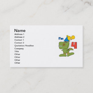Carte De Visite Little Dino 4th Birthday Tshirts et cadeaux
