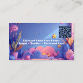 Carte De Visite Little Steps Day Care Code QR Rose Violet Pastel (Dos)