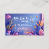 Carte De Visite Little Steps Day Care Code QR Rose Violet Pastel (Devant)