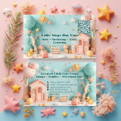 Carte De Visite Little Steps Day Care Small Business QR Code 
