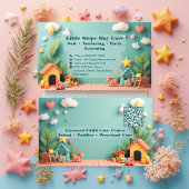 Carte De Visite Little Steps Montessori Day Care QR Code Pastel