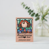 Carte De Visite LittleGirlie faisant le ménage le card_peach (Debout devant)