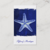 Carte De Visite littoral chic plage rustique nautique bleu étoile (Devant)