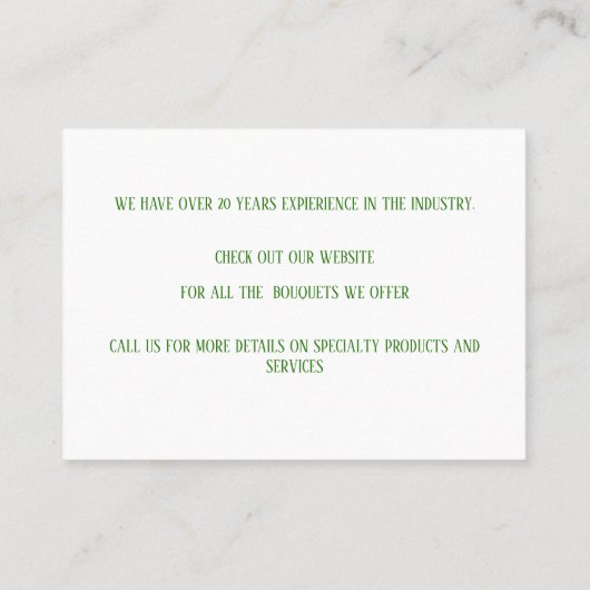 Carte De Visite Livraison de fleurs blanches (Dos)