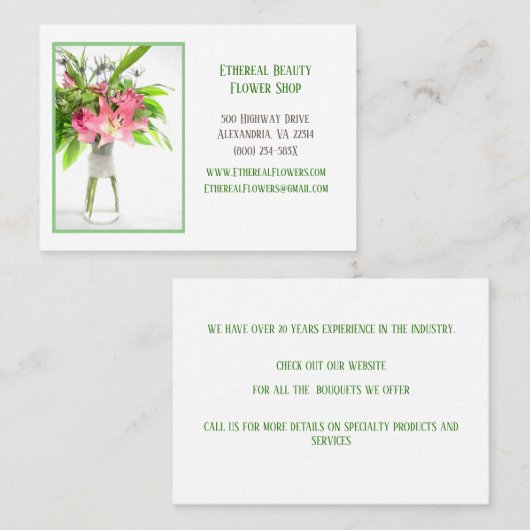 Carte De Visite Livraison de fleurs blanches (Devant / Derrière)