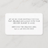 Carte De Visite Livraison d'épicerie moderne Errands Aide (Dos)