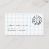 Carte De Visite Livre blanc | Échelles de justice (Devant)