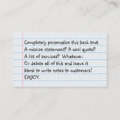 Carte De Visite livre bleu de composition (Dos)