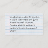 Carte De Visite livre de composition (Dos)