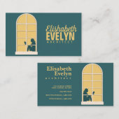 Carte De Visite Livre de lecture de la femme de fenêtre (Devant / Derrière)