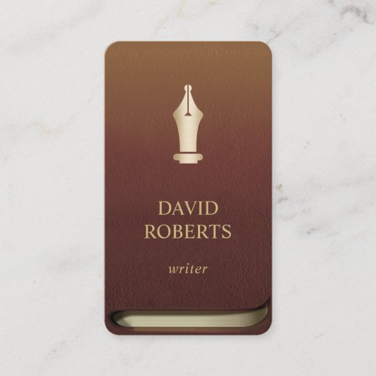 Carte De Visite Livre de professionnel de logo de stylo d'or (Devant)