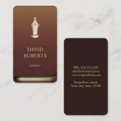 Carte De Visite Livre de professionnel de logo de stylo d'or (Devant / Derrière)