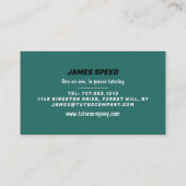 Carte De Visite Livre d'histoire verte, Tutor d'histoire, enseigna (Dos)