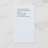 Carte De Visite livre noir et blanc de composition (Dos)