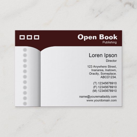 Carte De Visite Livre ouvert - Dark Brown 330000 (Devant)