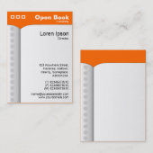 Carte De Visite Livre ouvert (vertical) - Orange FF6600 (Devant / Derrière)