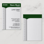Carte De Visite Livre ouvert (vertical) - Vert foncé 003300 (Devant / Derrière)