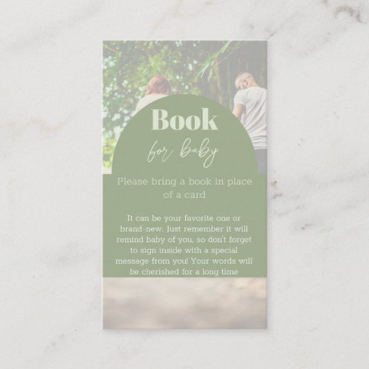 Carte De Visite Livre photo de Modern Greenery pour Baby shower Ga (Devant)