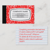 Carte De Visite livre rouge de composition (Devant / Derrière)