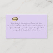 Carte De Visite Livre simple Monogram Pale Lavender pour le Baby s (Dos)
