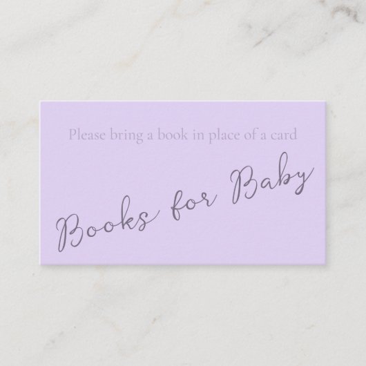 Carte De Visite Livre simple Monogram Pale Lavender pour le Baby s (Devant)