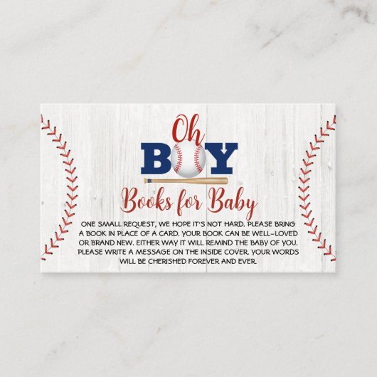 Carte De Visite Livres de Baby shower de baseball pour bébé (Devant)