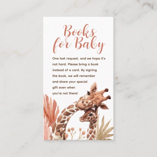 Carte De Visite Livres de Giraffe Boho pour Baby Card (Devant)