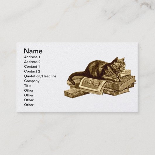 Carte De Visite Livres de lecture de chat de Kitty de rat de (Devant)
