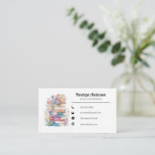 Carte De Visite Livres Floral Watercolor (Debout devant)